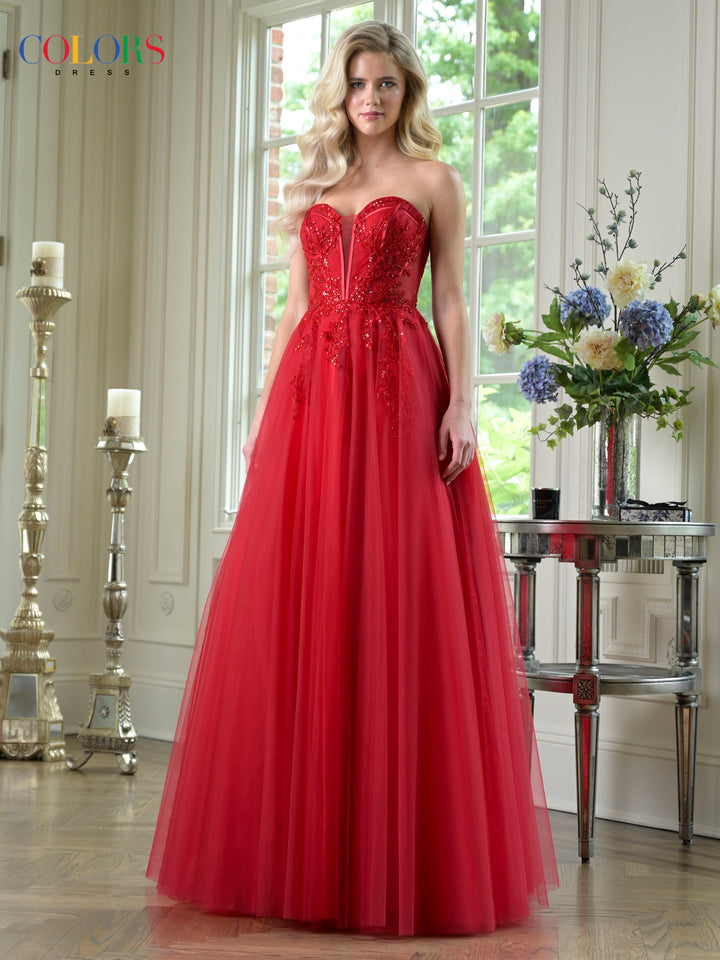 Colors Dress 3923 Plunging Sweetheart Neckline Evening Gown