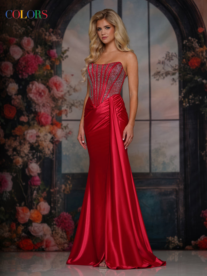 Colors Dress 3933 Evening Gown With Strapless Scoop Neckline