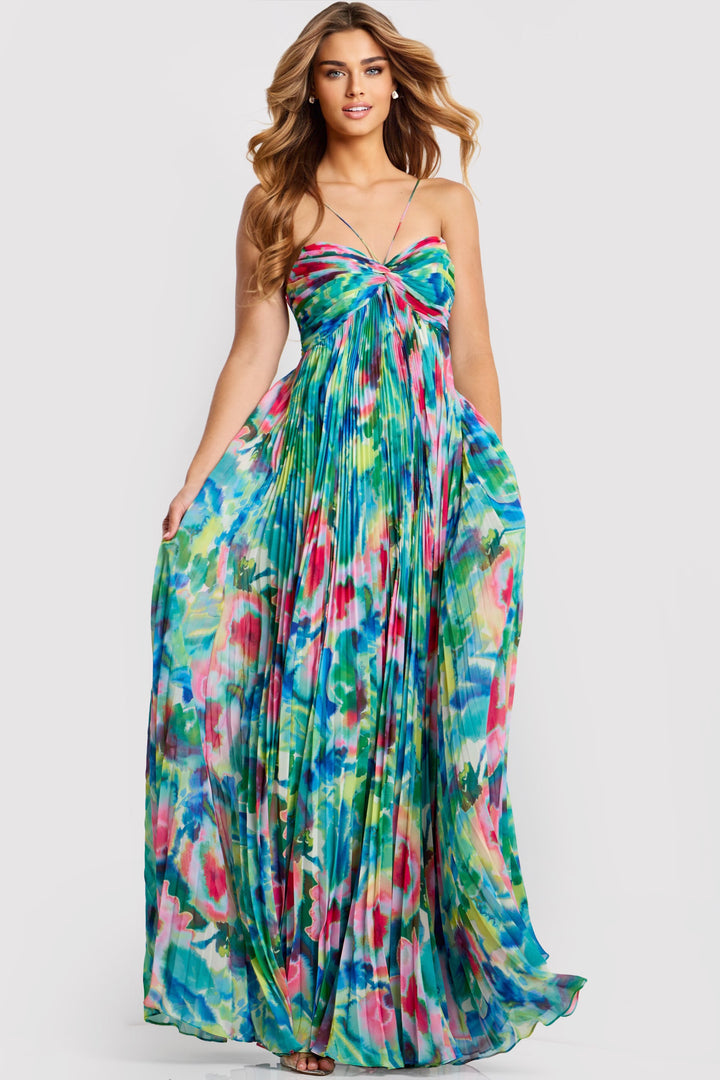 Jovani 42558 With Pleated A-Line Silhouette Evening Gown
