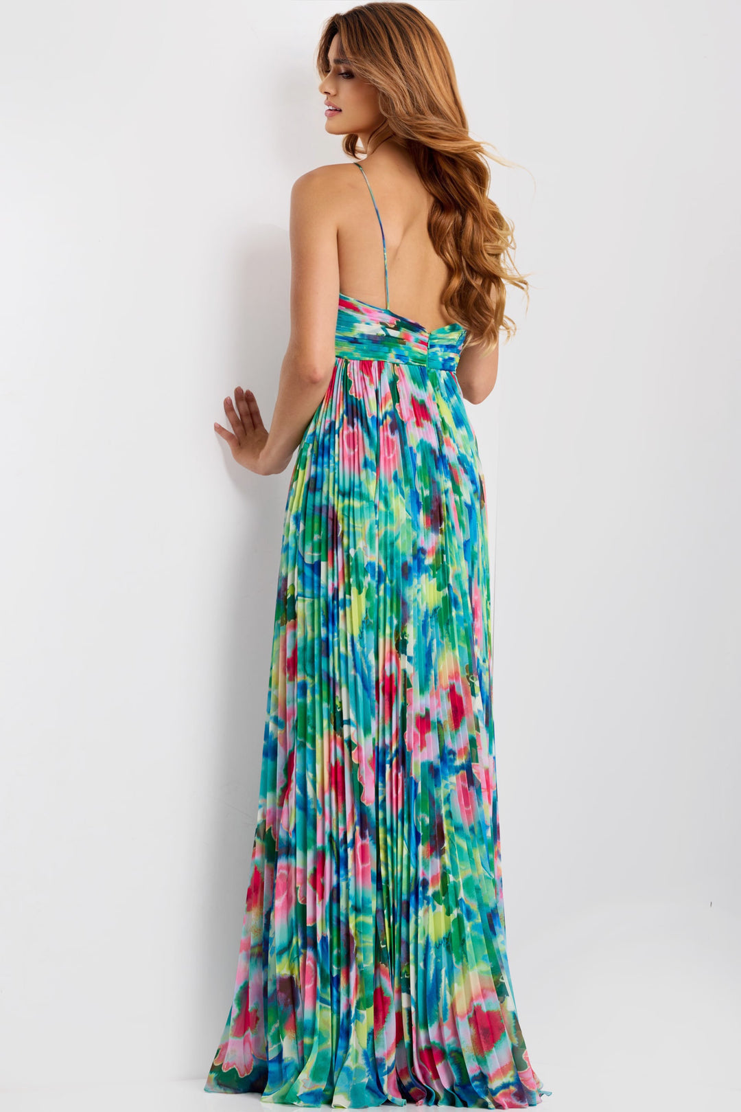 Jovani 42558 With Pleated A-Line Silhouette Evening Gown