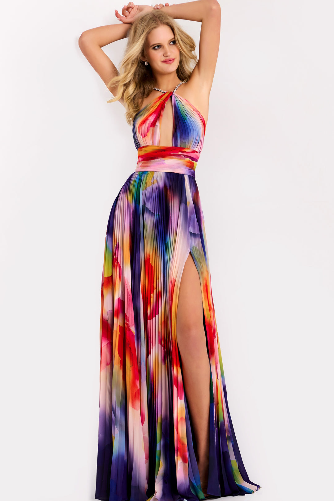 Jovani 42717 Pleated A-Line Silhouette Evening Gown