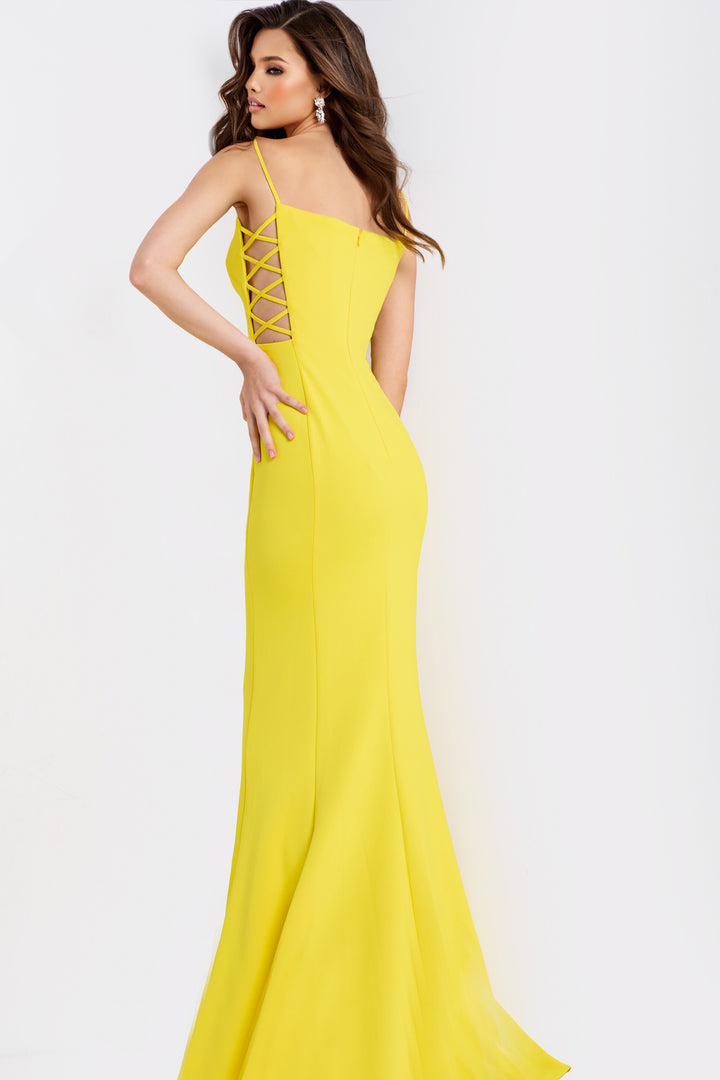Jovani 43404 Square Neck With Lace-Up Sides Prom Dress