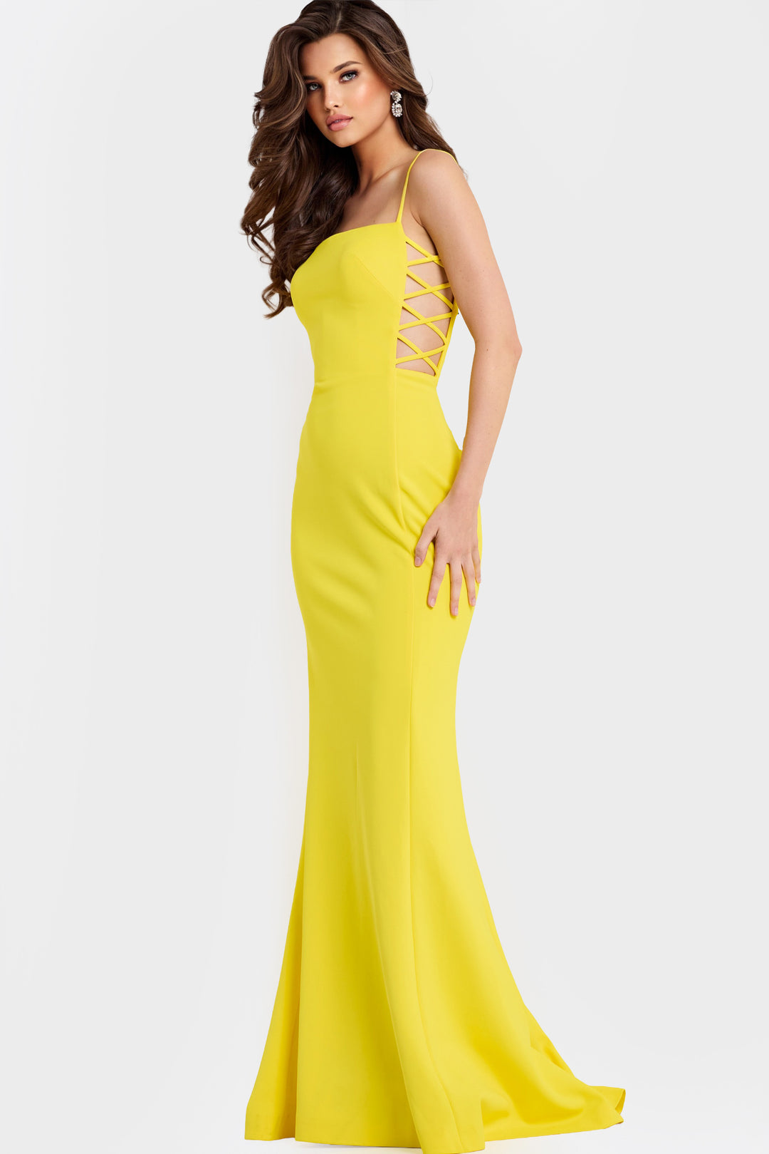 Jovani 43404 Square Neck With Lace-Up Sides Prom Dress