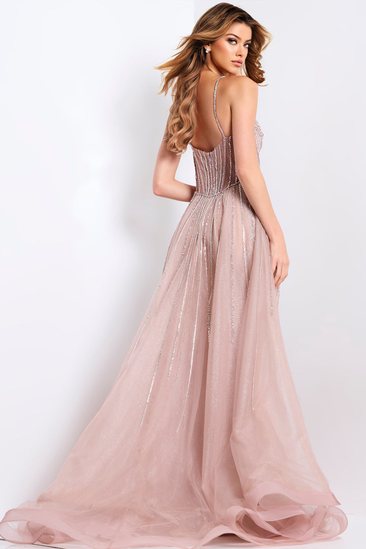 Jovani 43854 Beaded Mesh Overskirt Silhouette Prom Dress