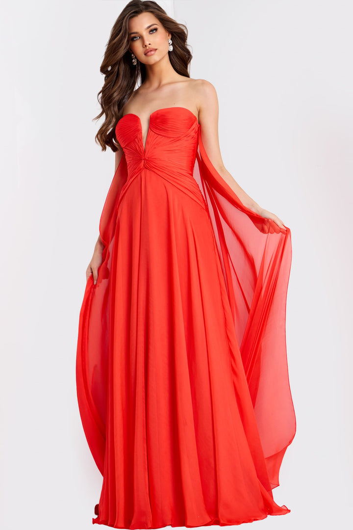 Jovani 45269 Strapless A-Line With Cape Detail Prom Dress
