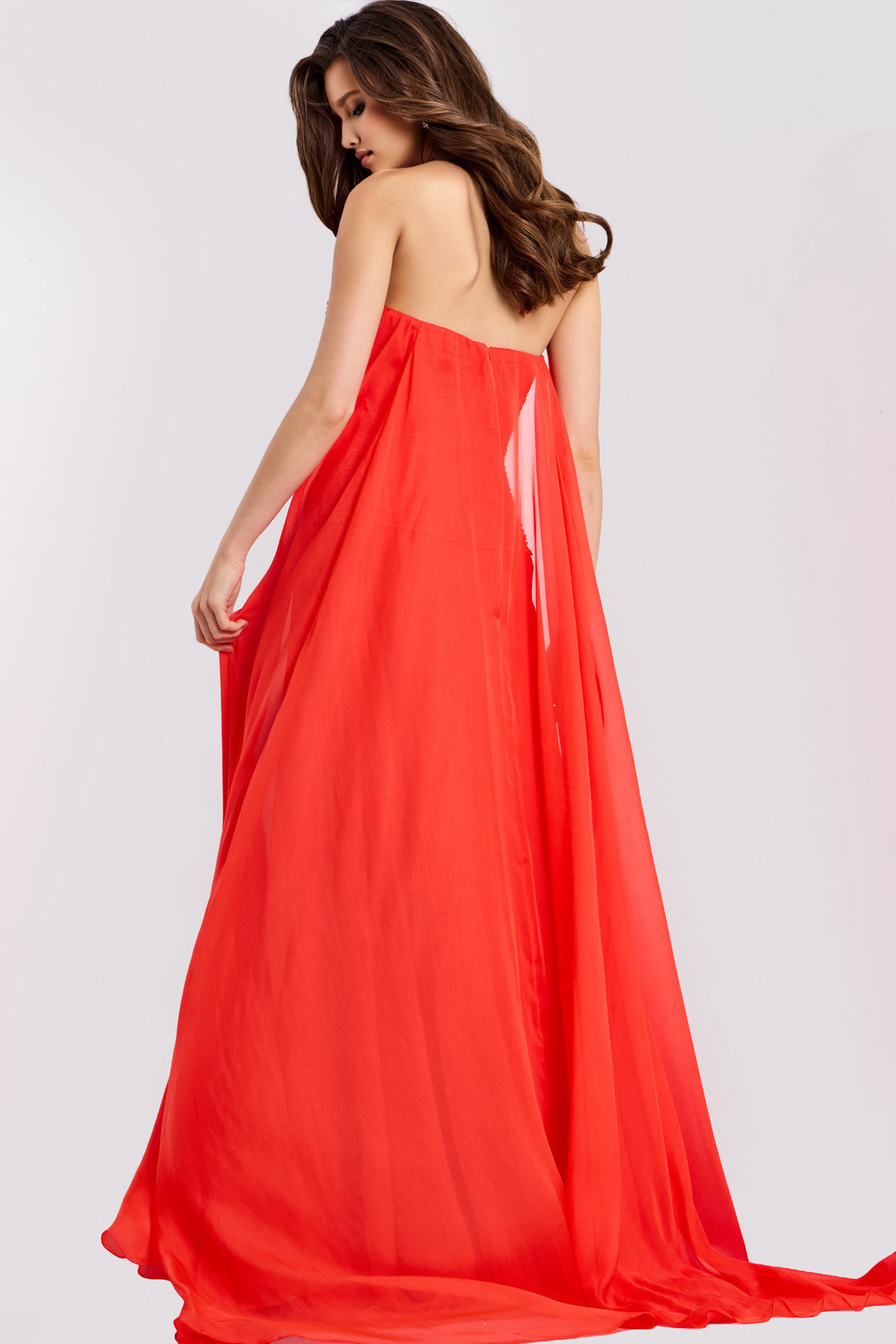 Jovani 45269 Strapless A-Line With Cape Detail Prom Dress
