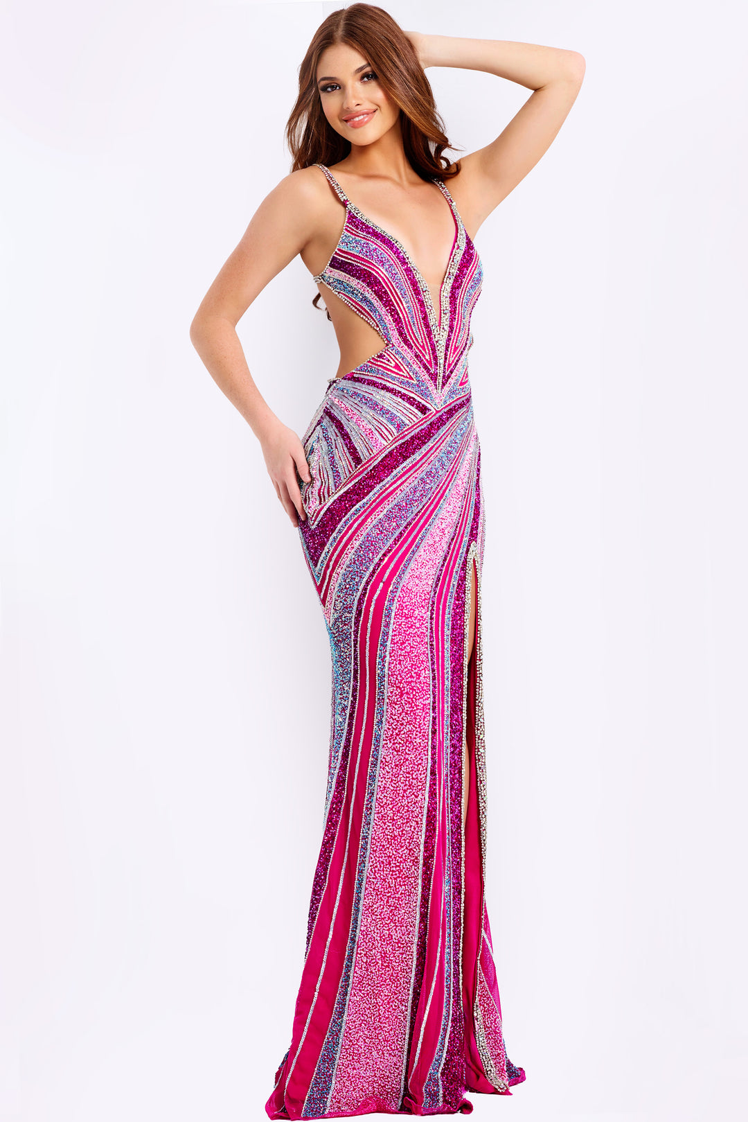 Jovani 46206 Plunging V-Neckline Evening Gown