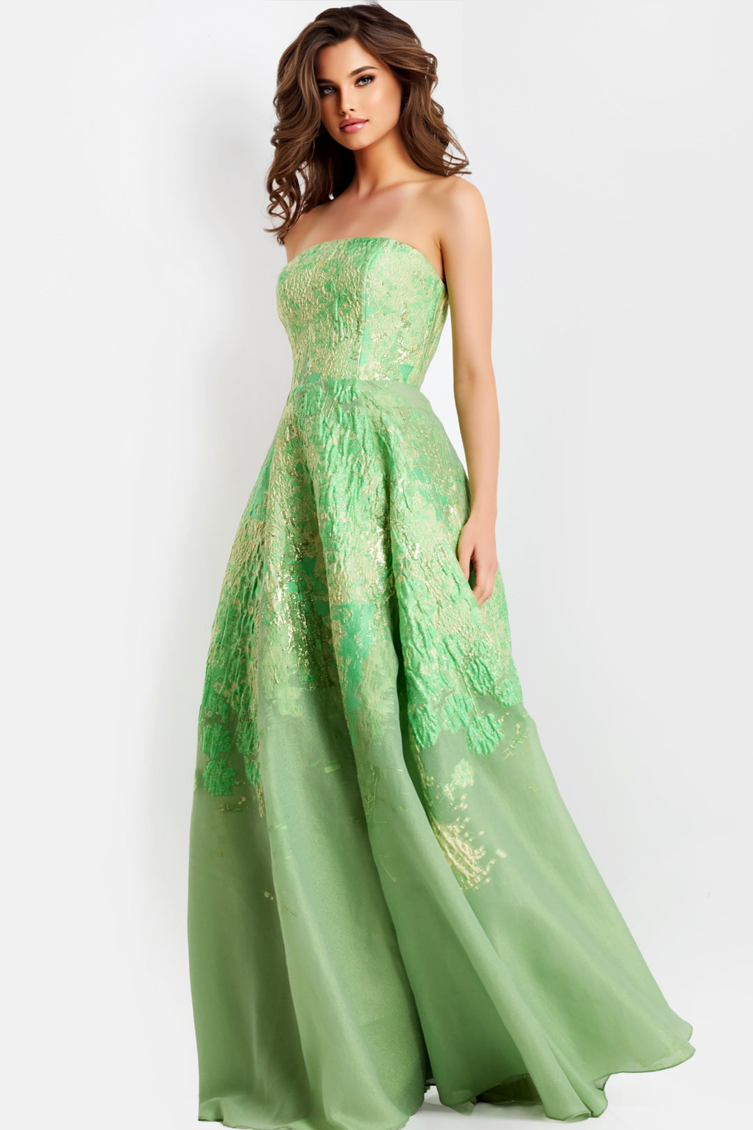Jovani 46260 A-Line Metallic Strapless Neckline Prom Dress