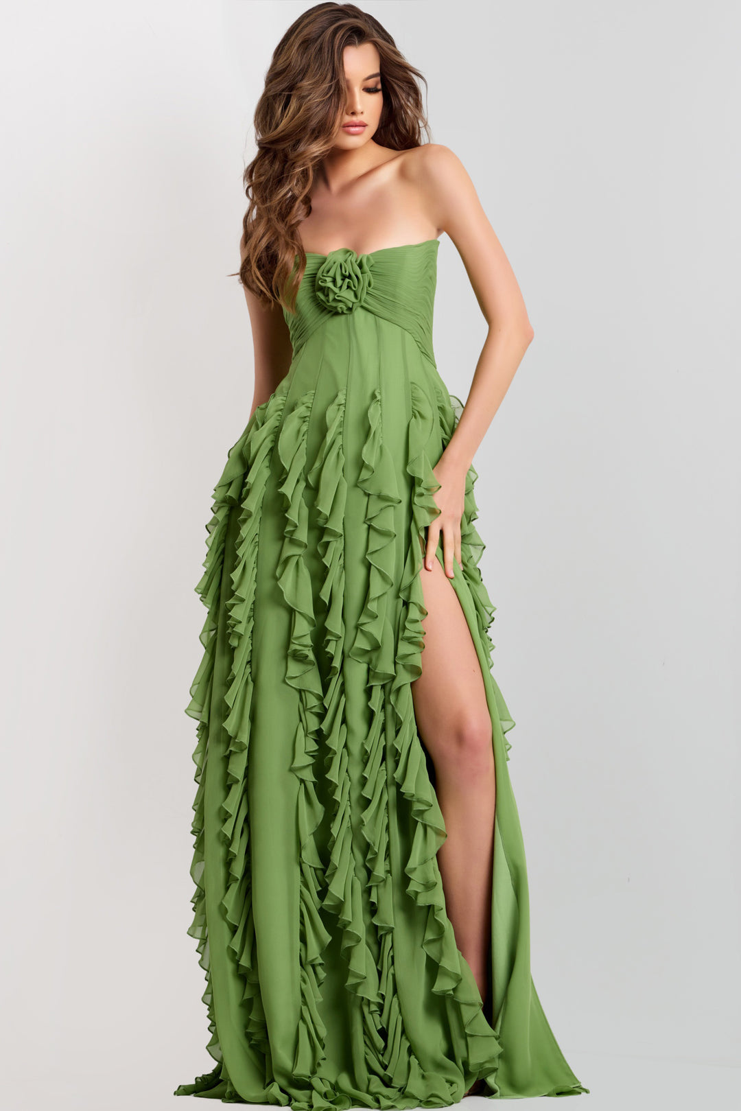 Jovani 46379 A-Line With Cascading Ruffles Prom Dress