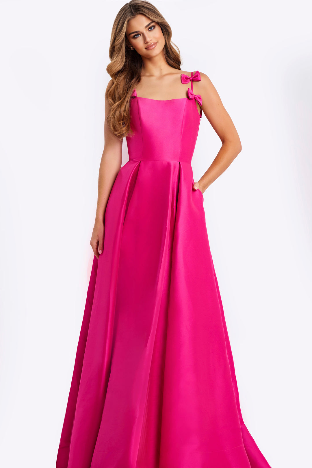 Jovani 46468 A-Line With Bow Strap Prom Dress