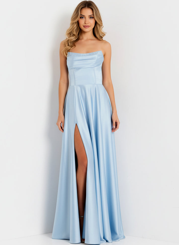 Jovani 46483 A-Line Scoop Neck Satin Prom Dress