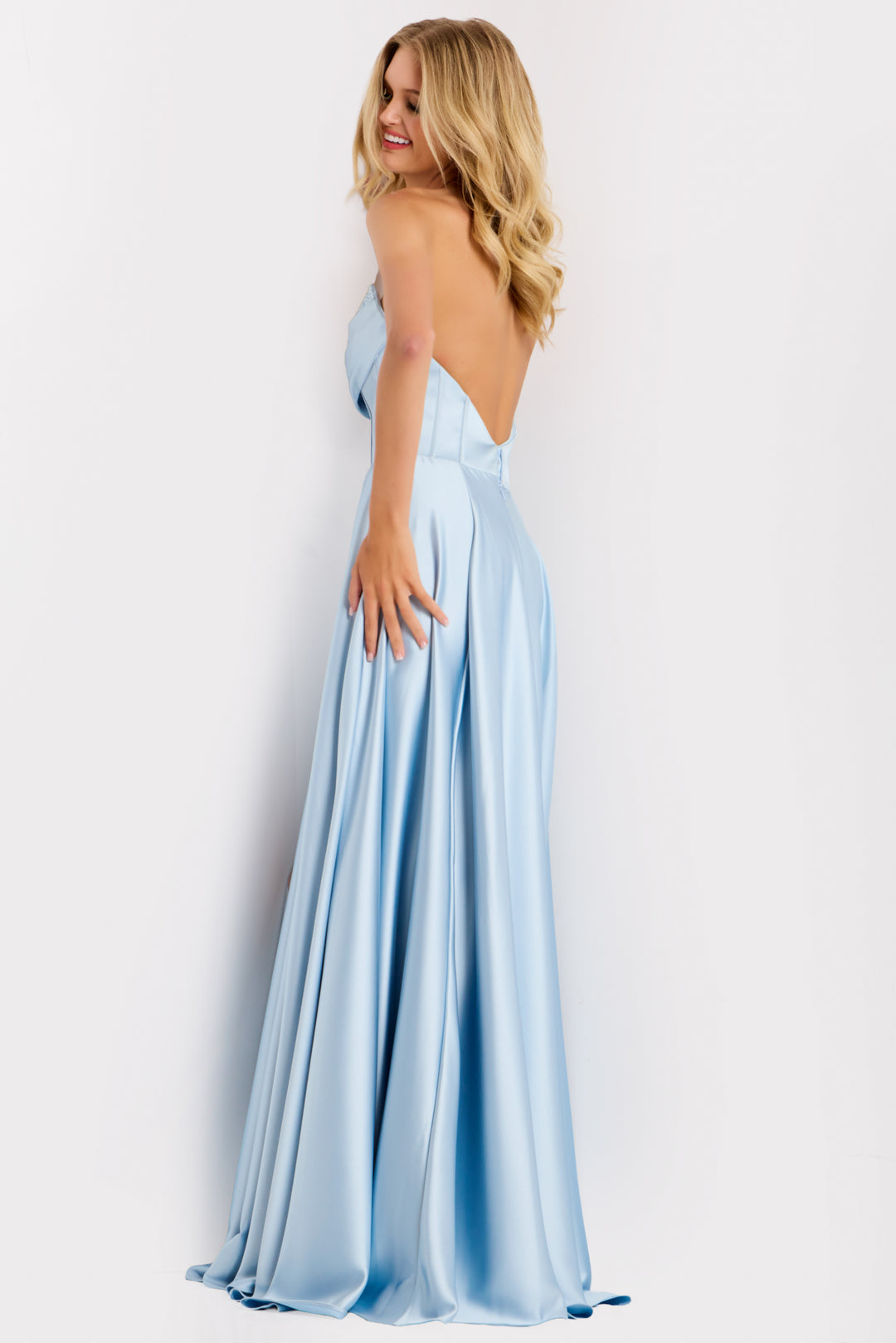 Jovani 46483 A-Line Scoop Neck Satin Prom Dress