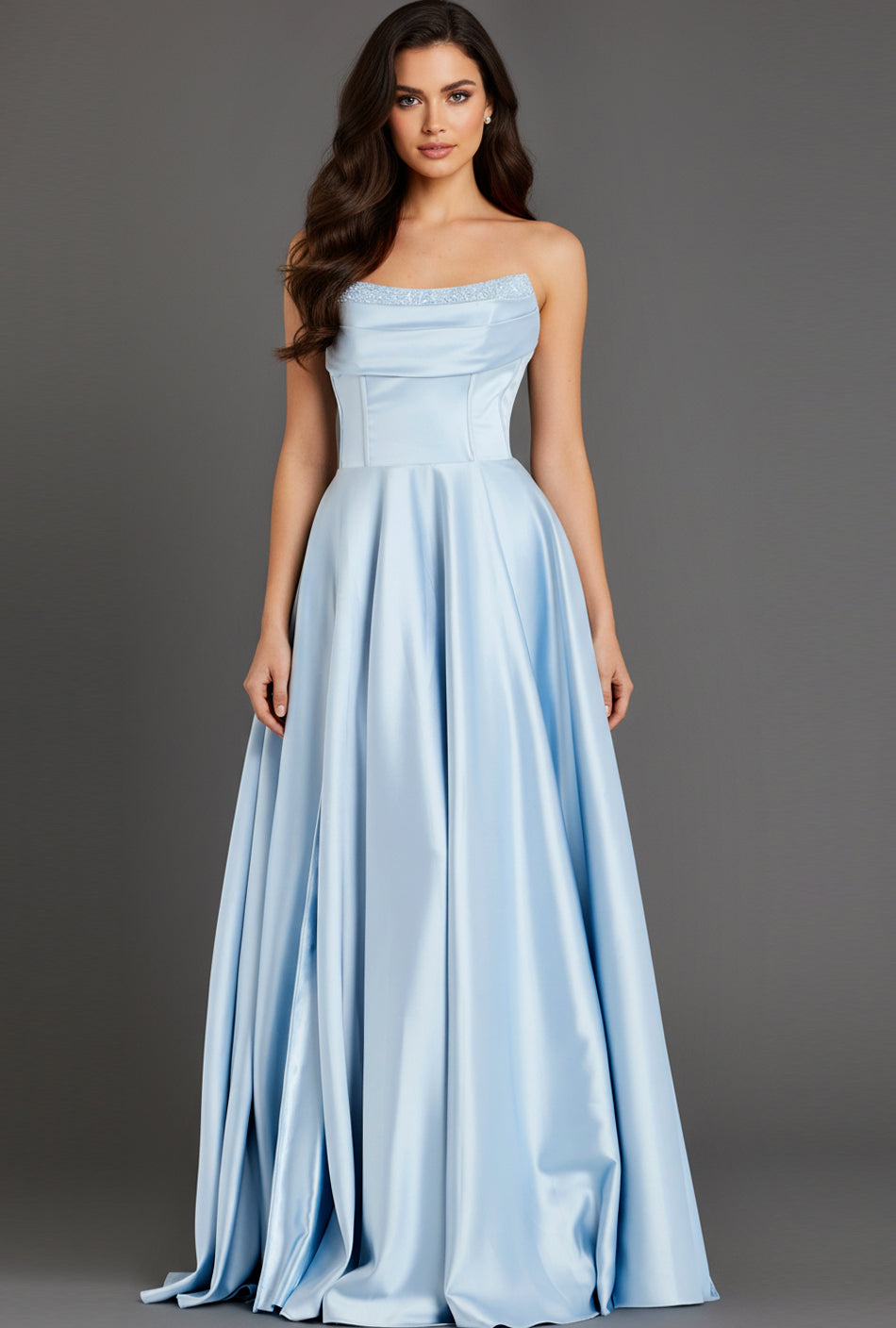 Jovani 46483 A-Line Scoop Neck Satin Prom Dress