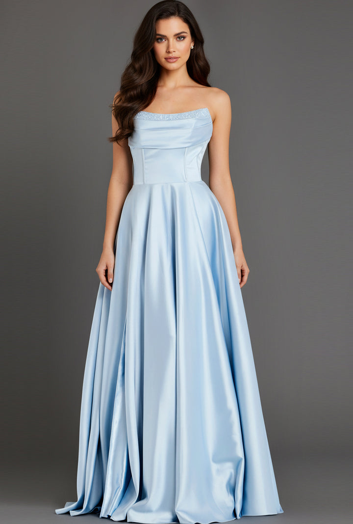 Jovani 46483 A-Line Scoop Neck Satin Prom Dress