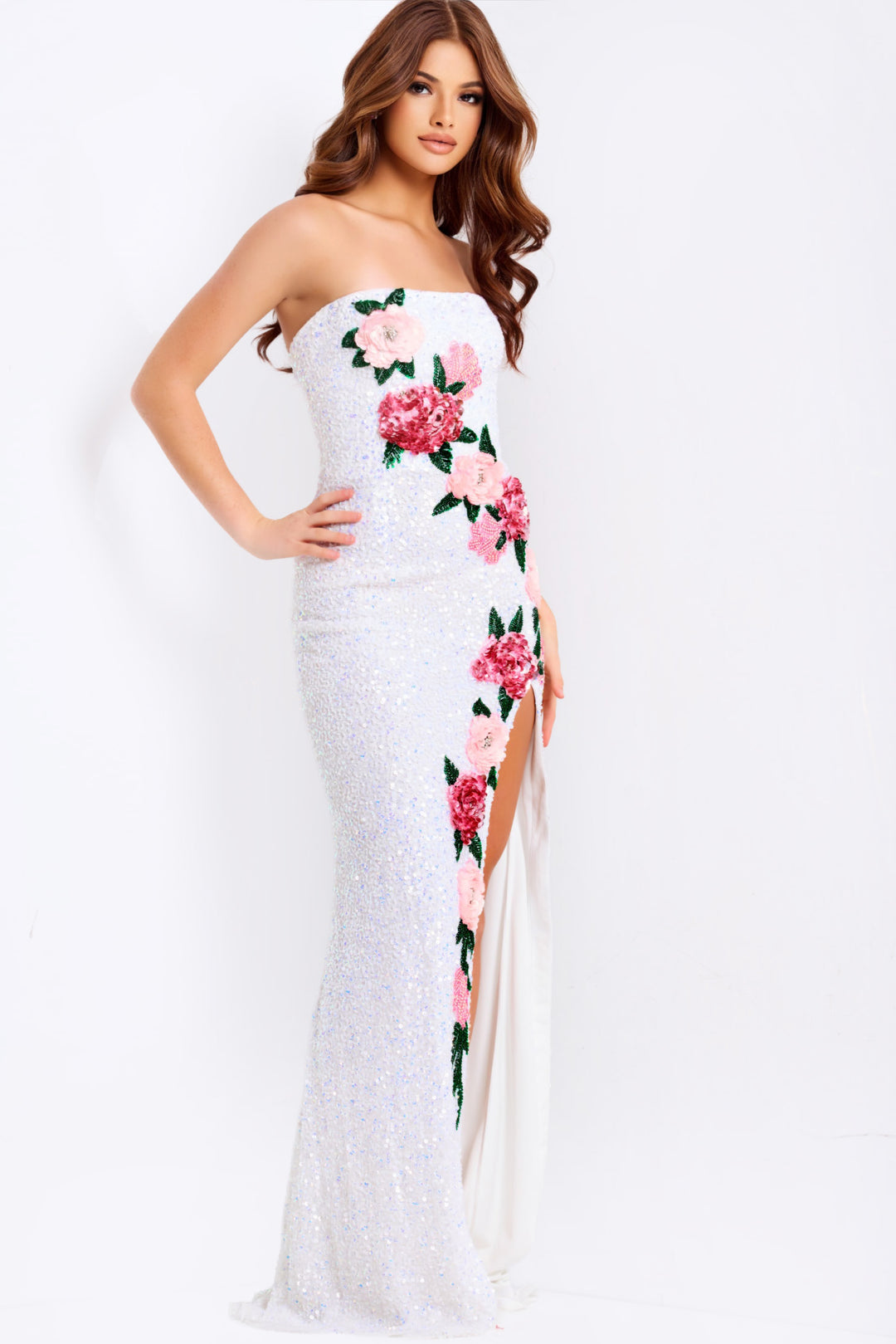 Jovani 46694 Sequin Floral Sheath Silhouette Prom Dress