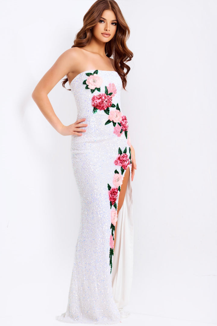 Jovani 46694 Sequin Floral Sheath Silhouette Prom Dress