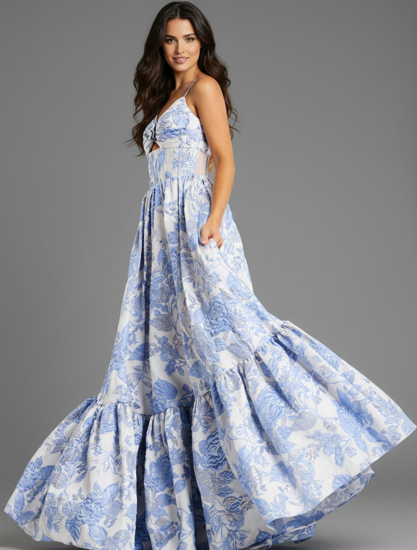 Jovani 47328 Floral Jacquard Ballgown Skirt Evening Gown