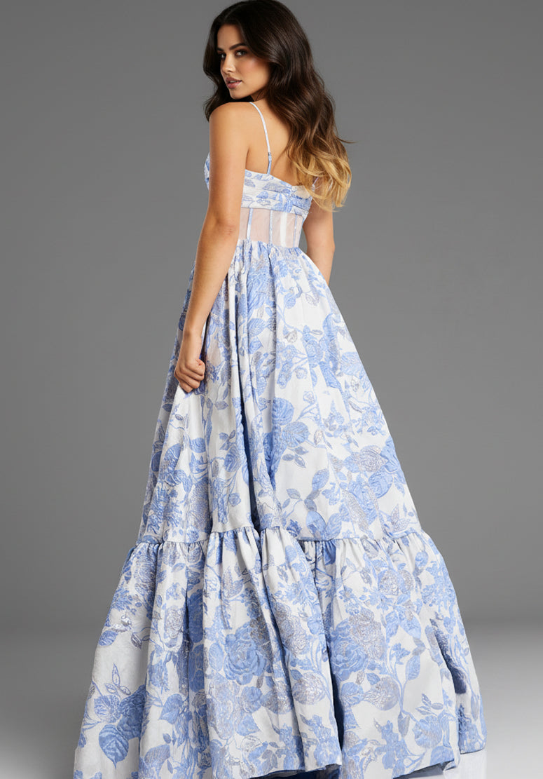 Jovani 47328 Floral Jacquard Ballgown Skirt Evening Gown
