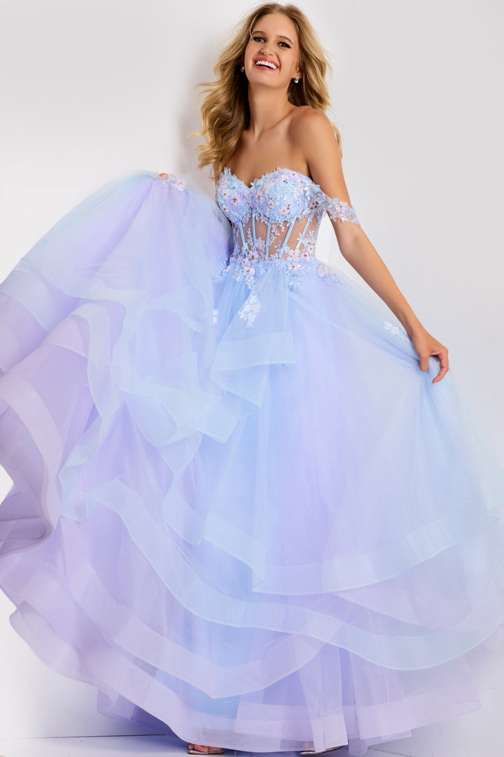 Jovani 47427 Off-Shoulder Floral Ballgown Evening Gown