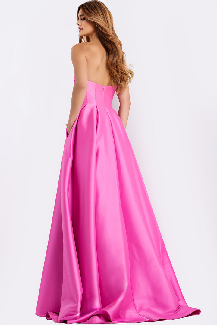 Jovani 47570 Straight Neckline And Ruched Satin Evening Gown