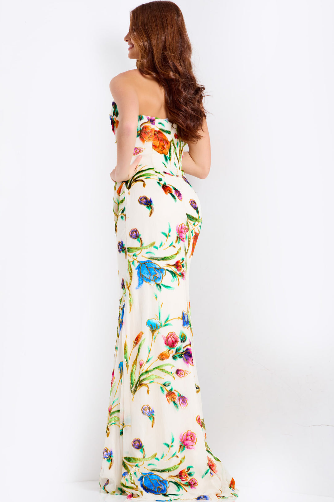 Jovani 47626 Multicolor Floral Cowl Neck Prom Dress