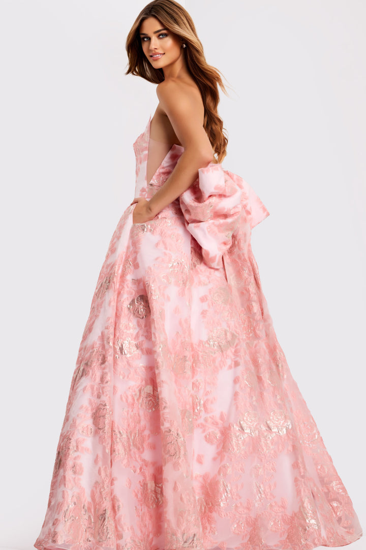 Jovani 47702 Floral Jacquard Scoop Neck Ballgown Evening Gown