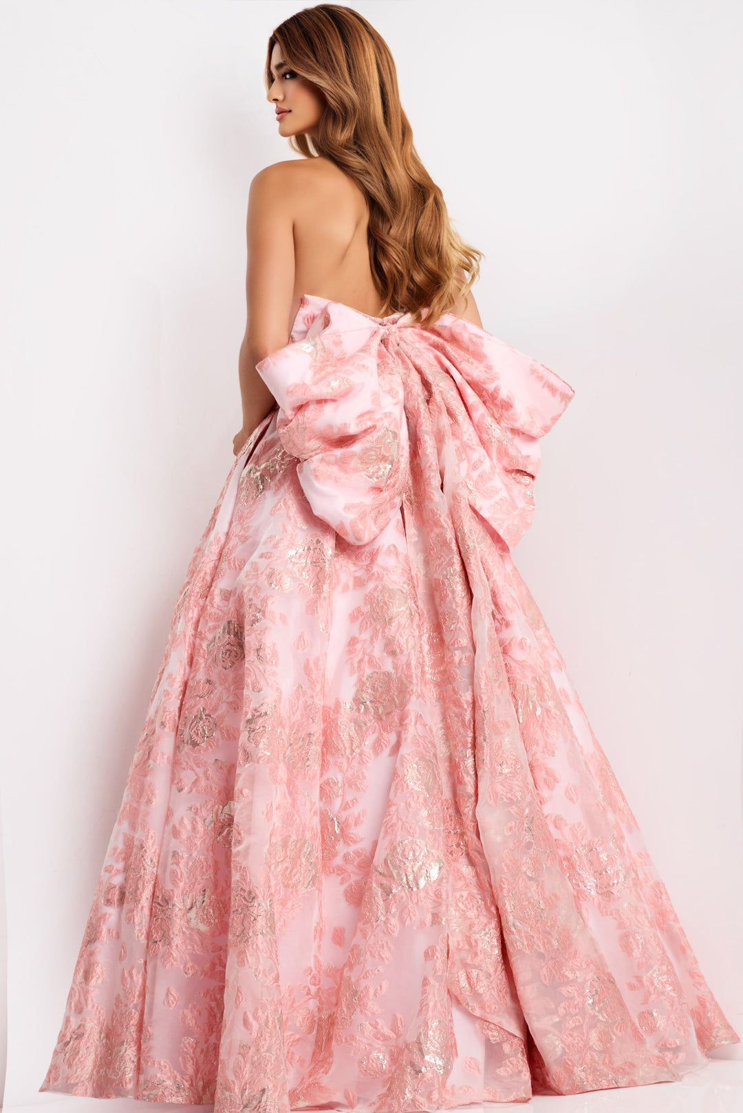 Jovani 47702 Floral Jacquard Scoop Neck Ballgown Evening Gown