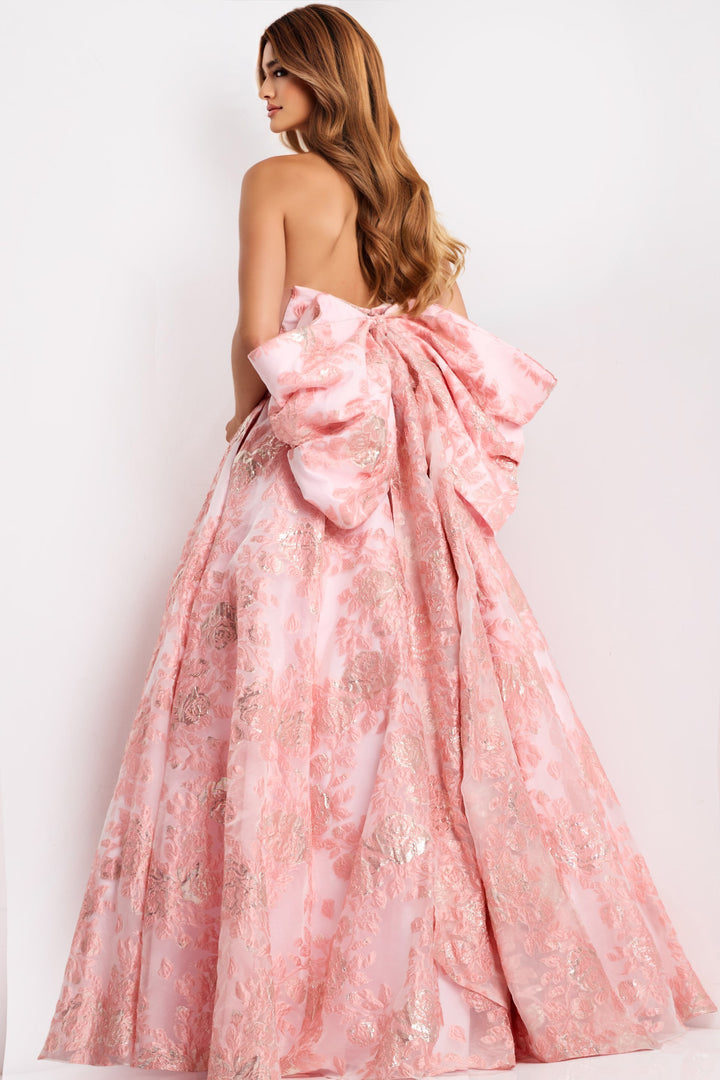 Jovani 47702 Floral Jacquard Scoop Neck Ballgown Evening Gown