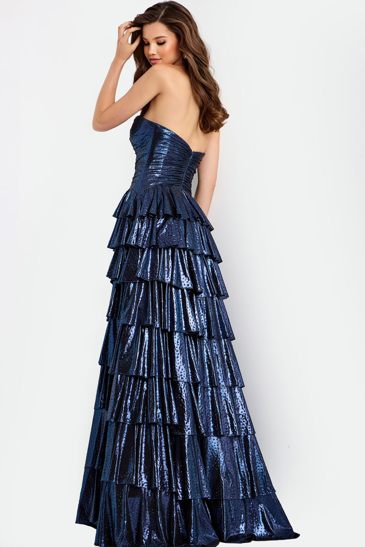 Jovani 47742 A-Line Beaded Prom Dress With Tiered Skirt