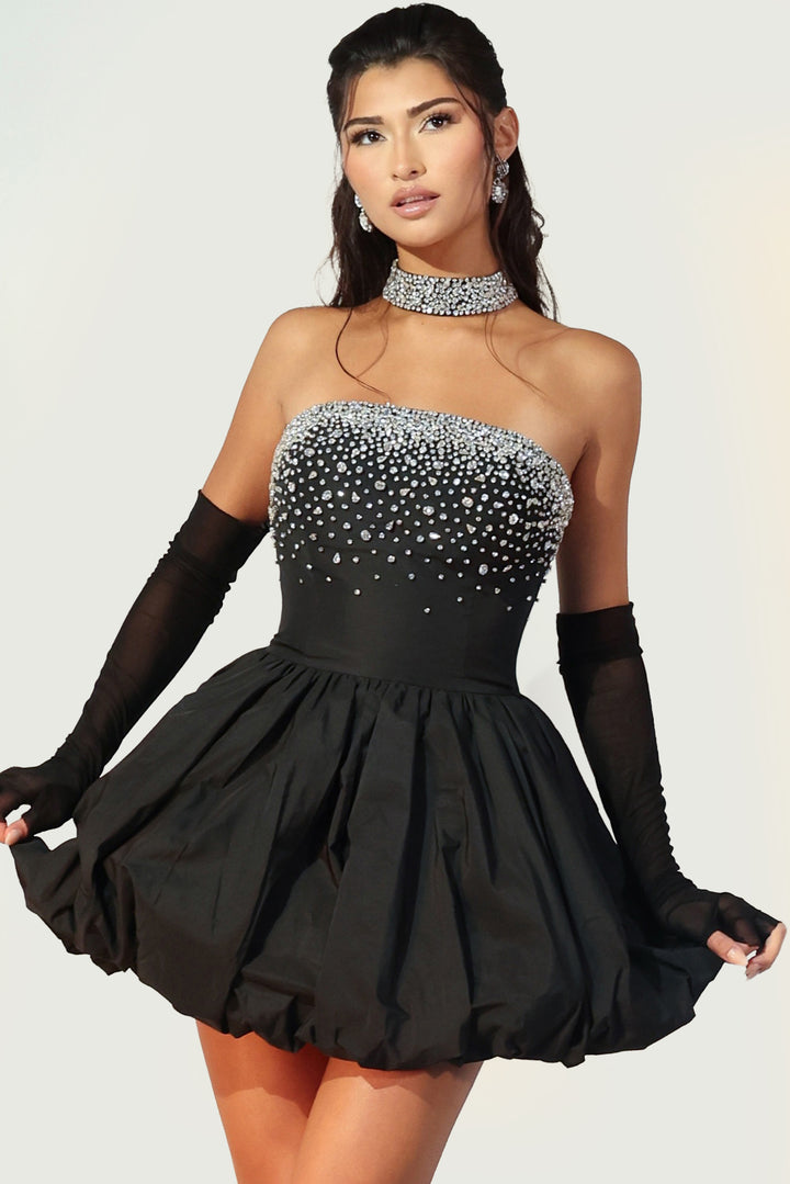 Jovani 48098 Evening Gown With Straight Neckline And Overlay