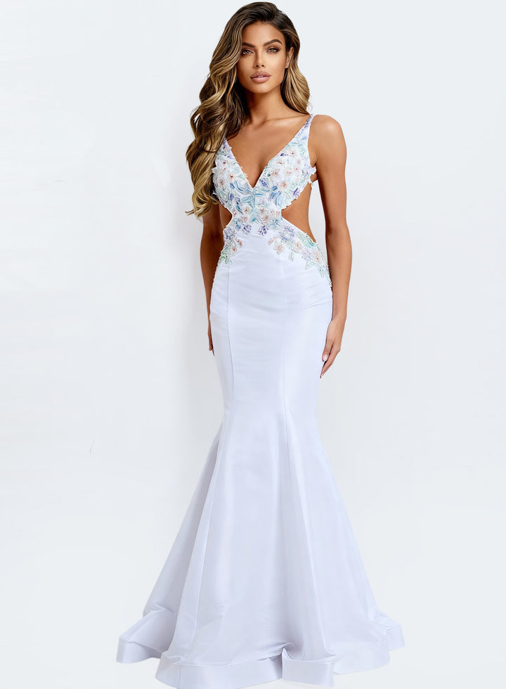 Jovani 48176 Evening Gown With Deep V Neckline