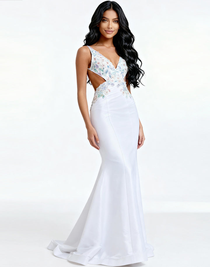 Jovani 48176 Evening Gown With Deep V Neckline