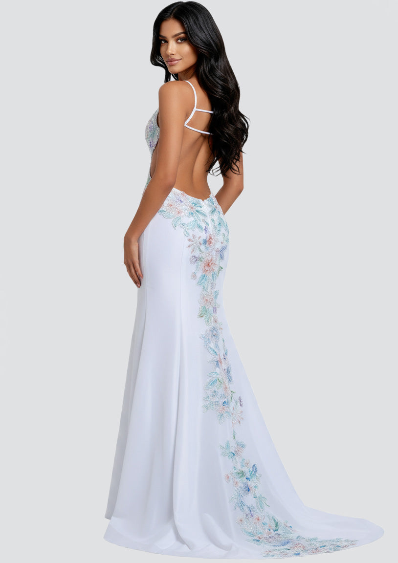 Jovani 48176 Evening Gown With Deep V Neckline