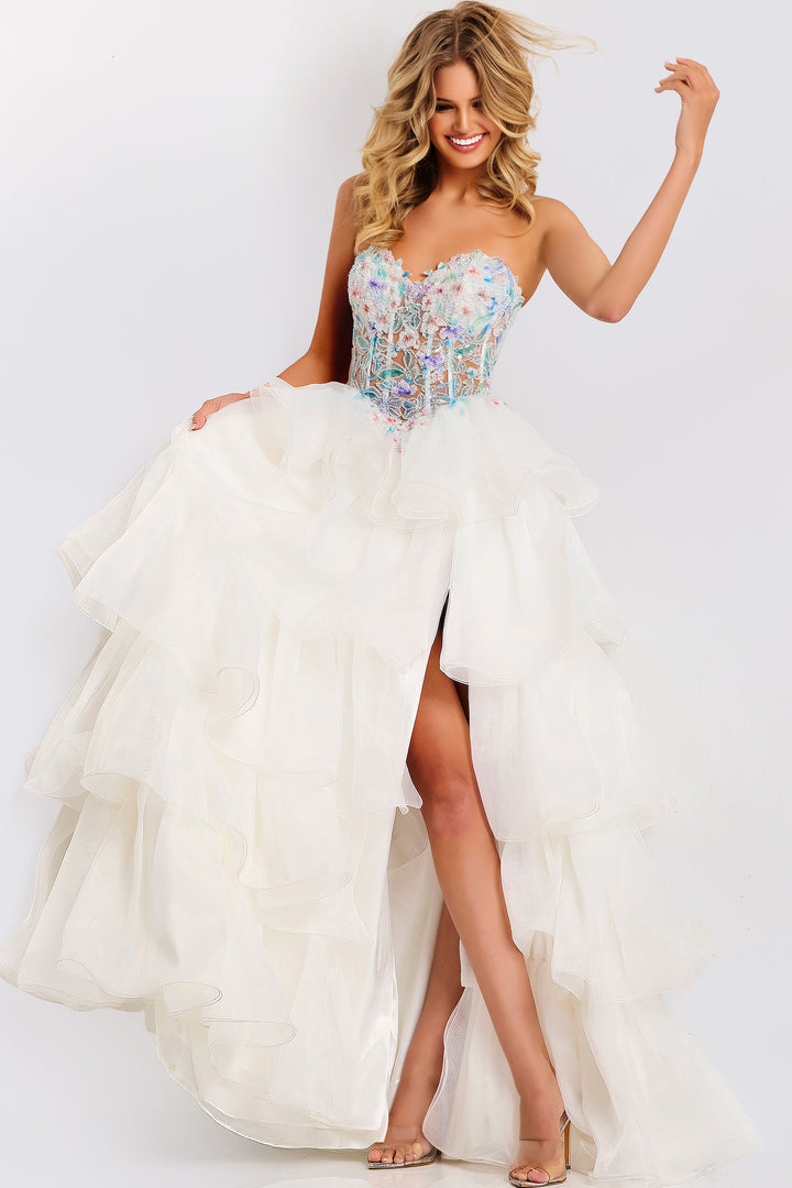 Jovani 48177 Evening Gown With Tiered Ballgown Silhouette