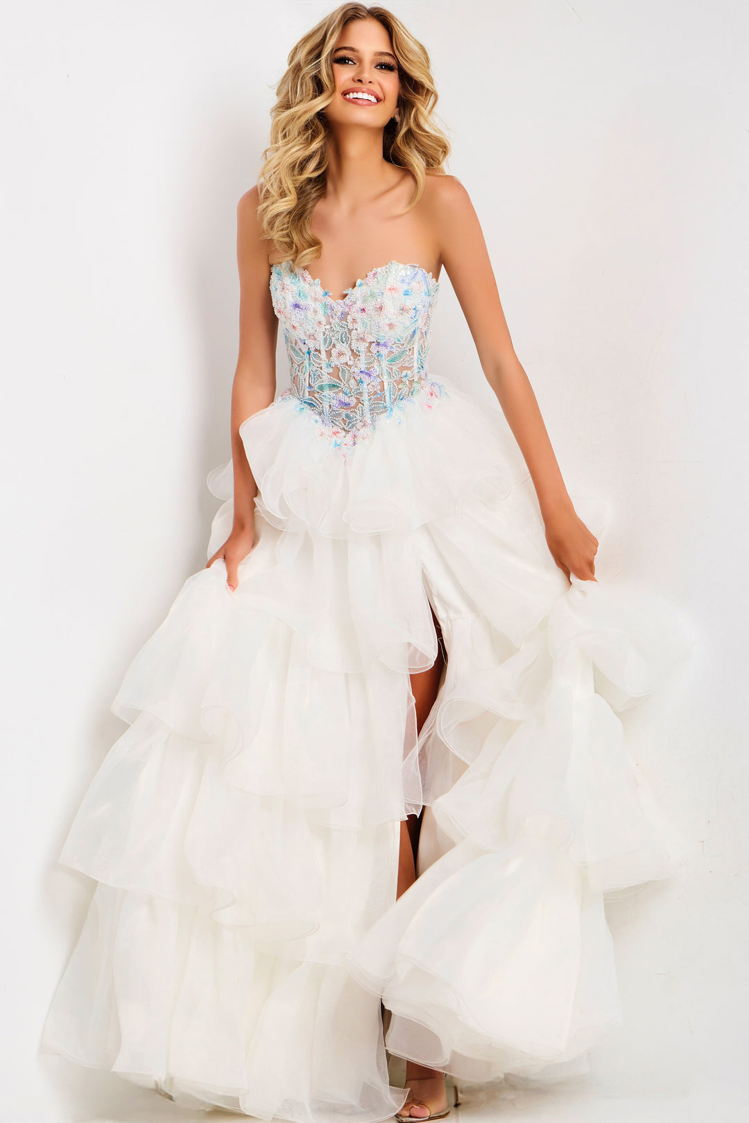 Jovani 48177 Evening Gown With Tiered Ballgown Silhouette