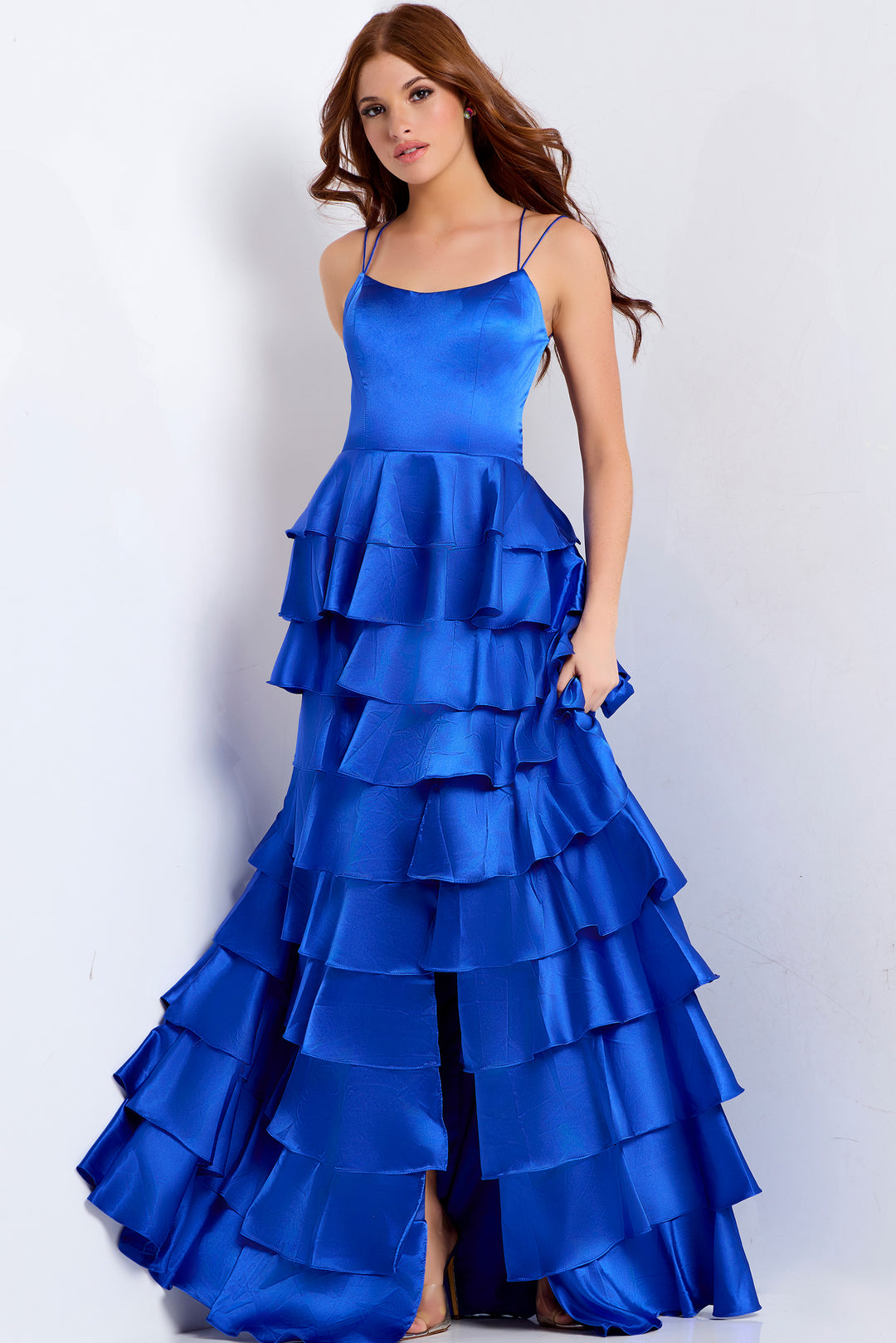 Jovani 48295 Sleeveless A-Line Prom Dress With Tiered Skirt