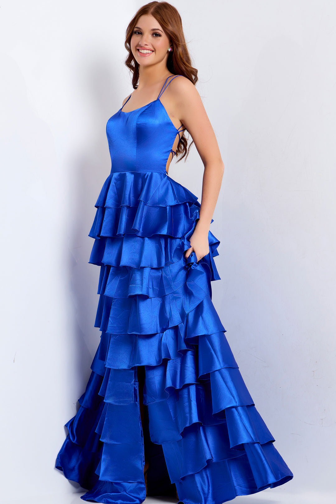 Jovani 48295 Sleeveless A-Line Prom Dress With Tiered Skirt