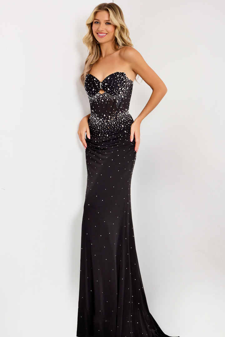 Jovani 48372 Rhinestone Embellished Sheath Prom Dress