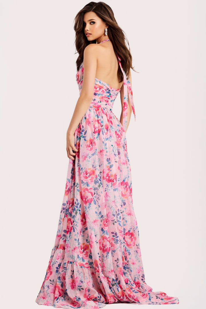 Jovani 48469 Evening Gown With Ruffled Hem And Halter Neckline