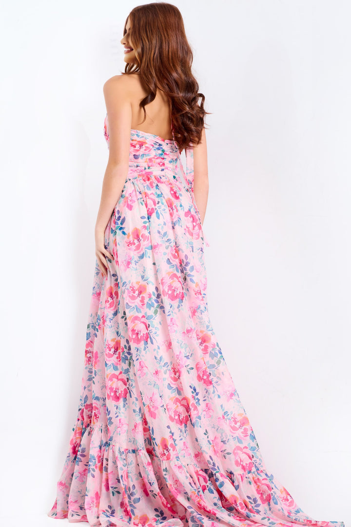 Jovani 48469 Evening Gown With Ruffled Hem And Halter Neckline