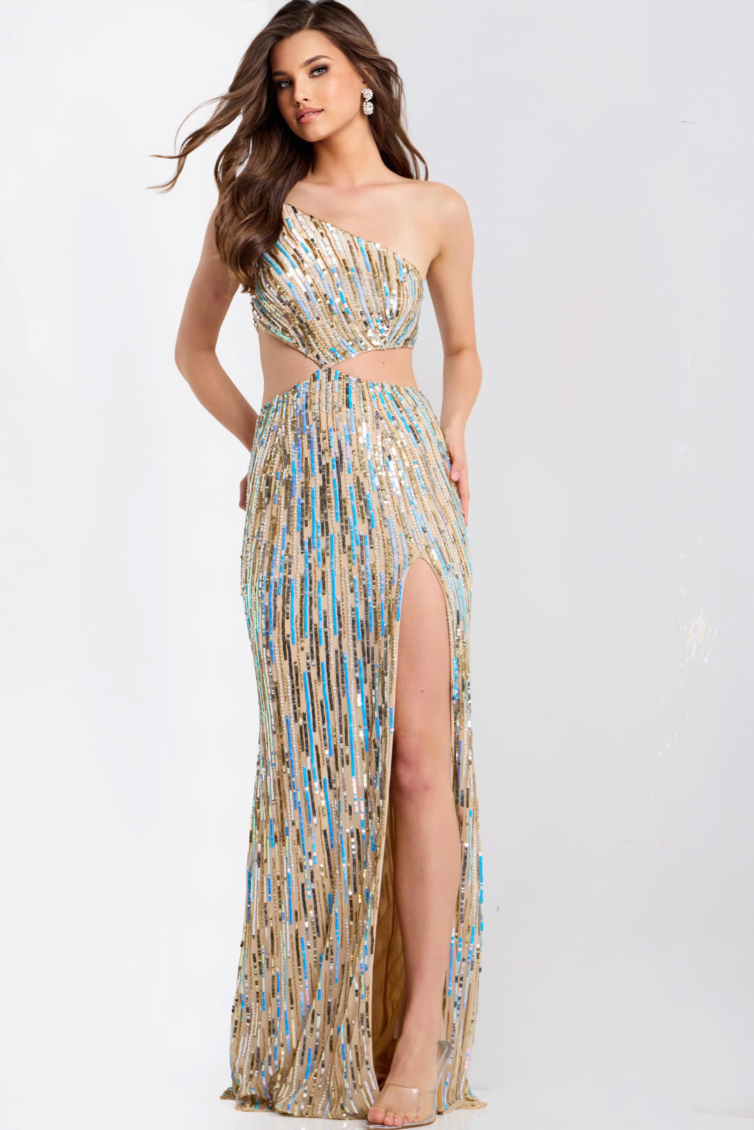 Jovani 48526 Evening Gown With One Shoulder Neckline