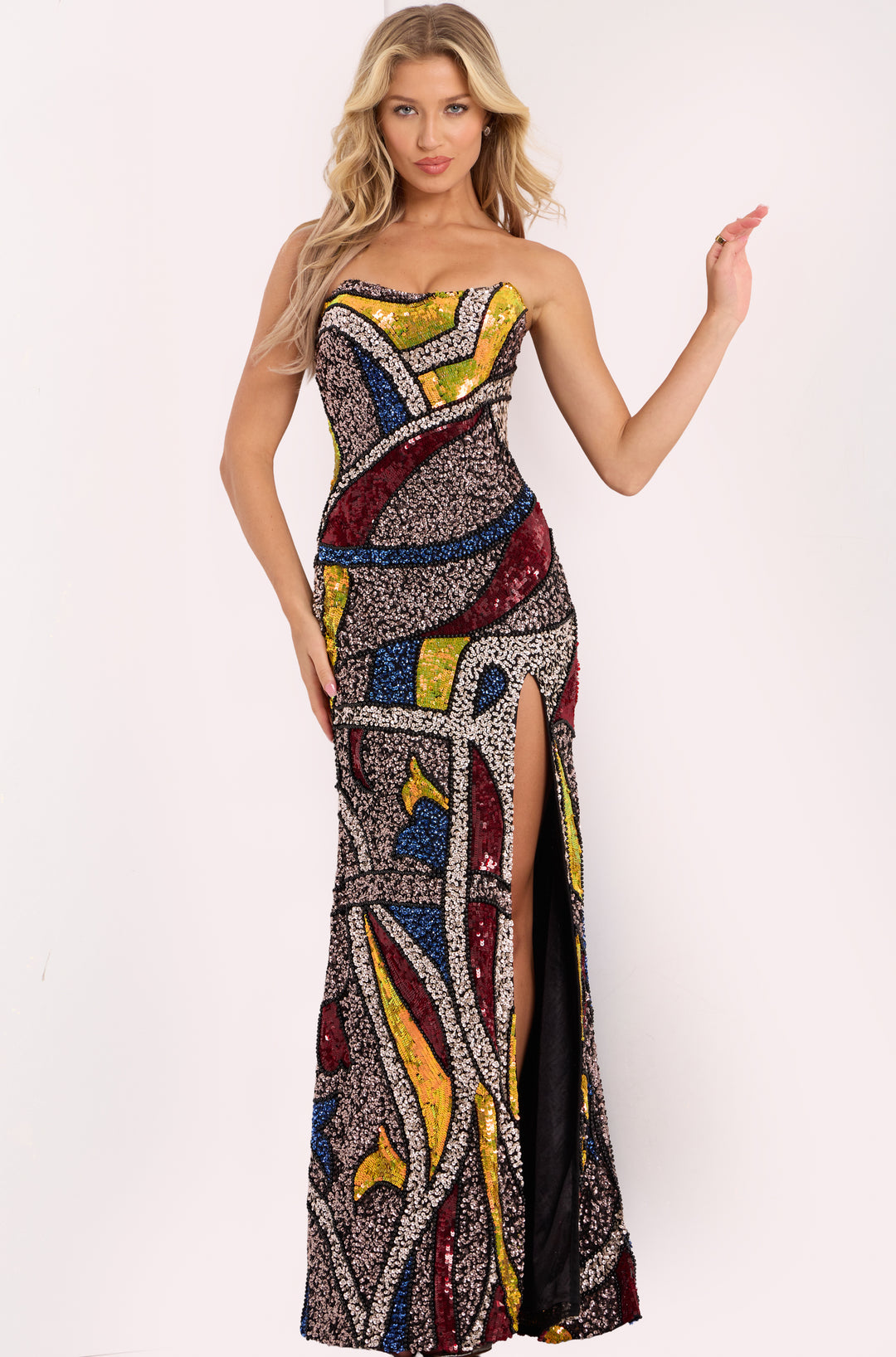 Jovani 48617 Evening Gown With Strapless Silhouette And Slit