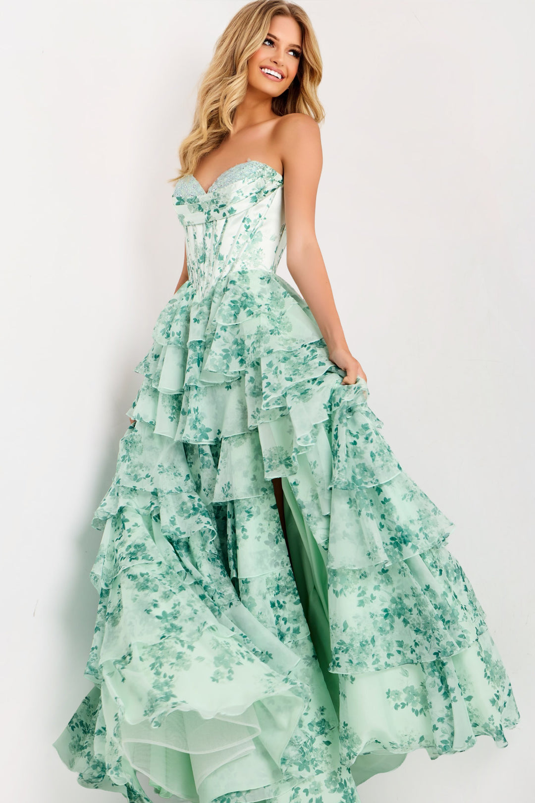 Jovani 48772 Evening Gown Sweetheart Corset Floral Ballgown