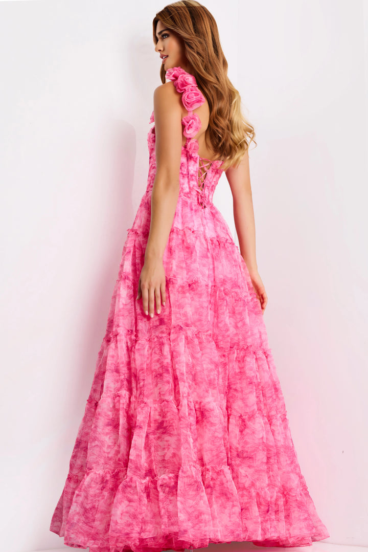 Jovani 49074 Evening Gown With Floral Shoulder Strap