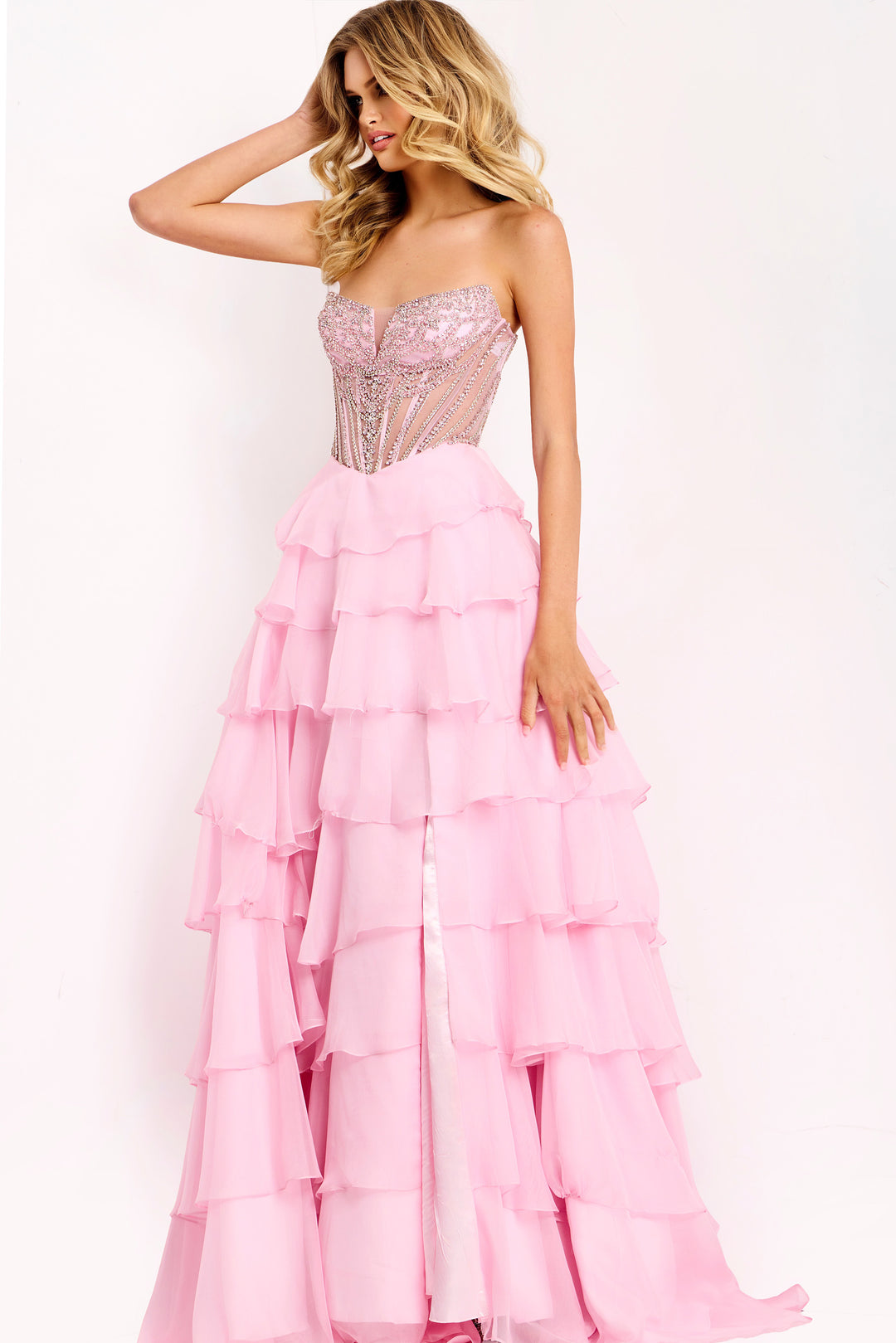 Jovani 49109 Strapless Tiered Skirt Prom Dress