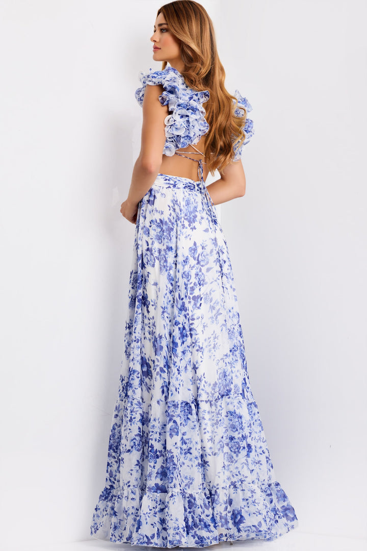 Jovani 49143 Evening Gown With Ruffle Sleeve A-Line Silhouette