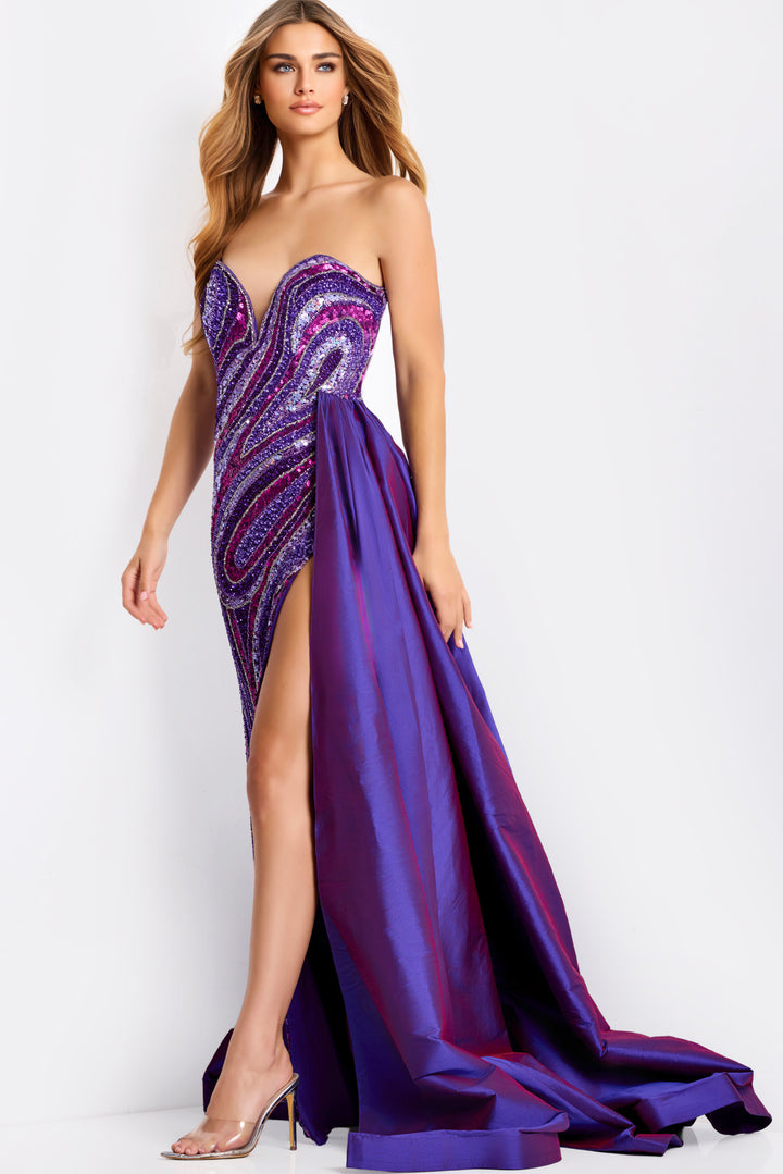 Jovani 49226 Sequin Prom Dress With Deep V Neckline
