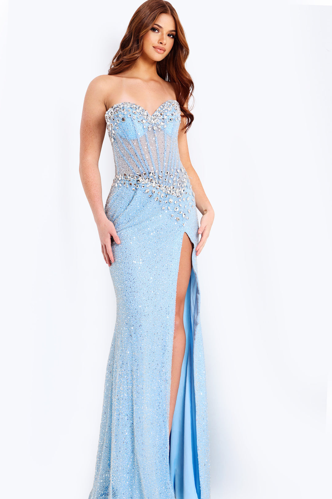 Jovani 49363 Crystal Beaded Corset Prom Dress With Sheath Silhouette