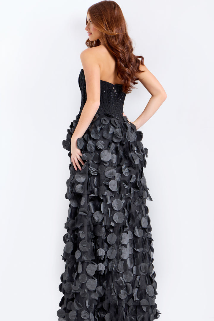 Jovani 49384 Strapless A-Line Prom Dress With 3D Petal Skirt