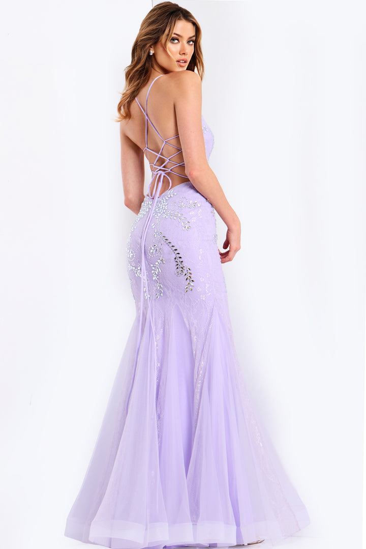 Jovani 49660 Mermaid Beaded Prom Dress With V Neckline